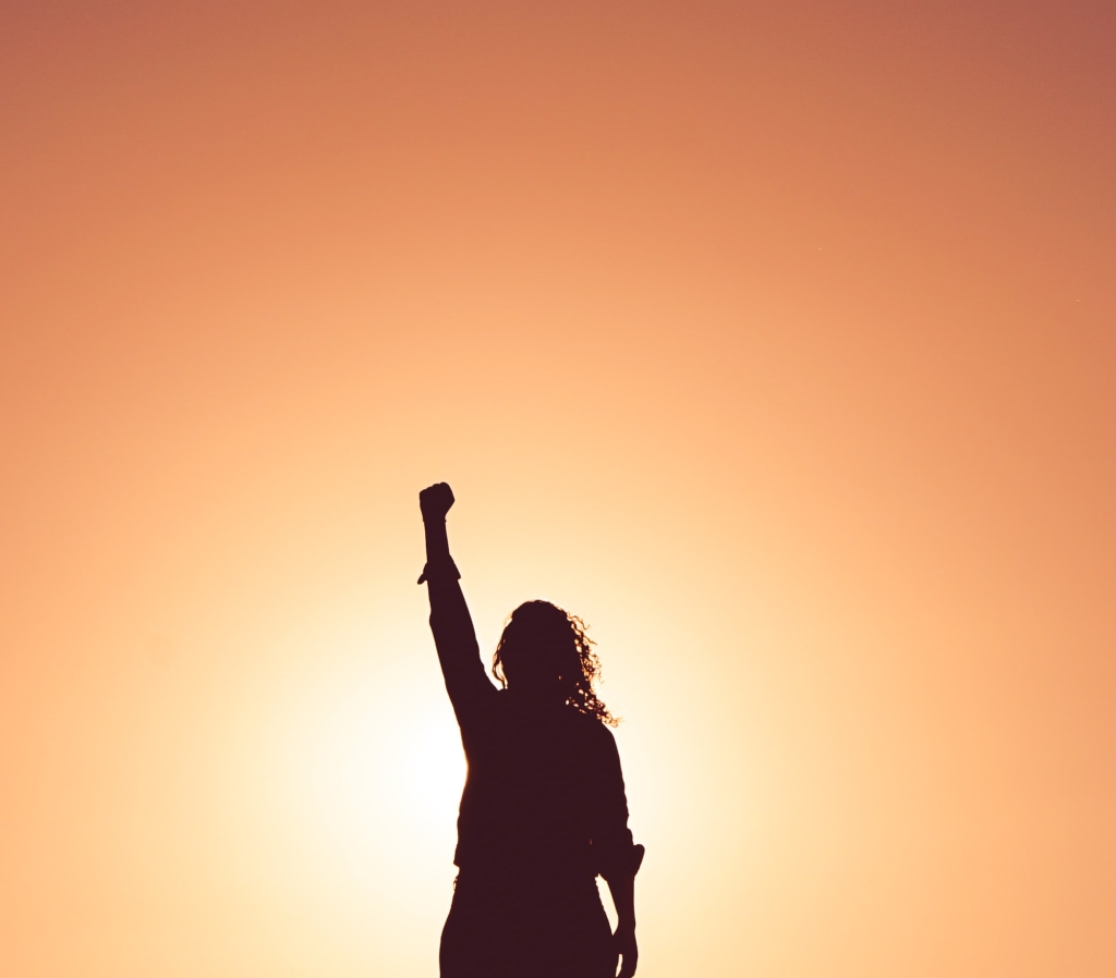 Woman with fist in the air